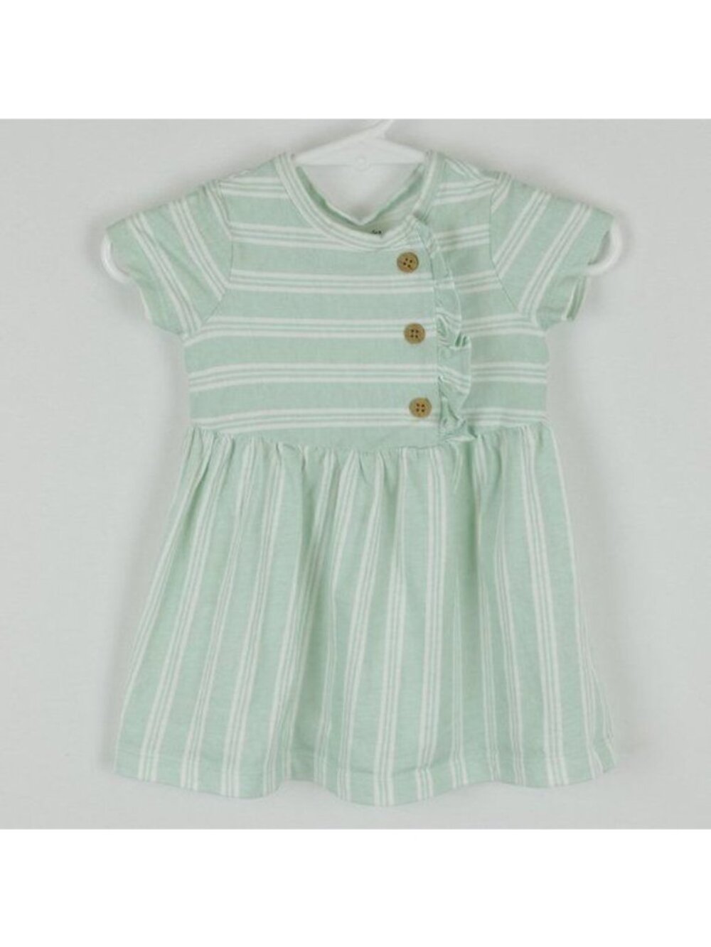 Carter's Infant Girls Size 6 Month Green White Striped Short Sleeve Knit Dress